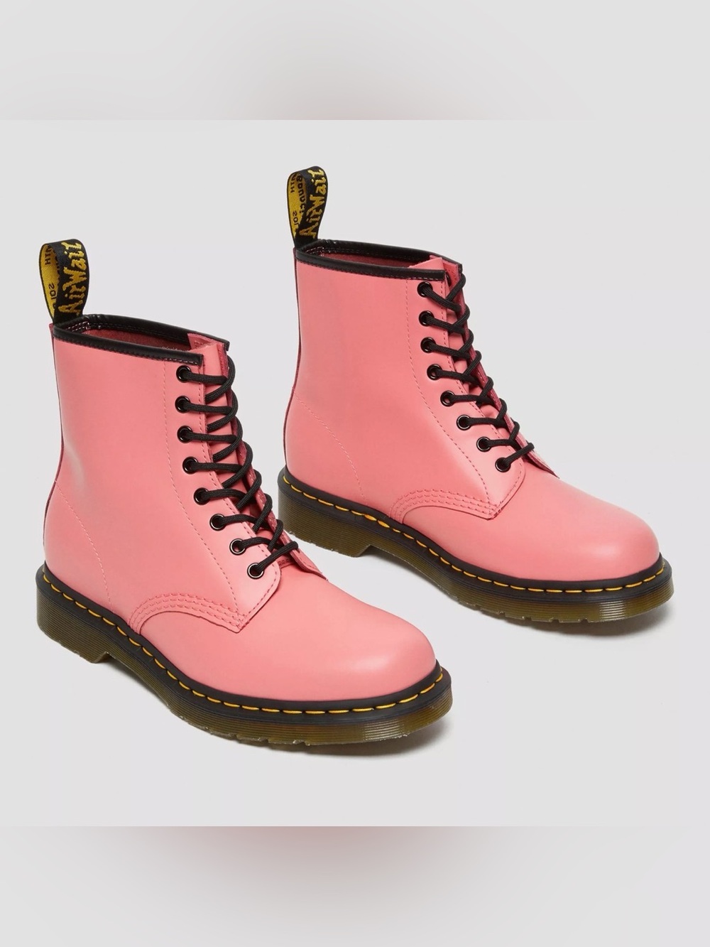 Dr. Martens Pink Lace-Up Leather Combat Boots men’s 7 woman 8